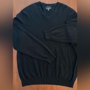 Club Room Mens Black V Neck 100% Cashmere Sweater Size XXL 2XL